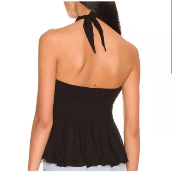 FREE PEOPLE Halter Top Faux Wrap Open Front Ruffle Front large - Picture 3 of 9